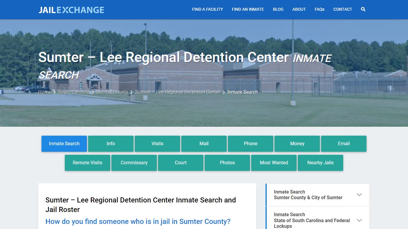 Sumter – Lee Regional Detention Center Inmate Search - Jail Exchange